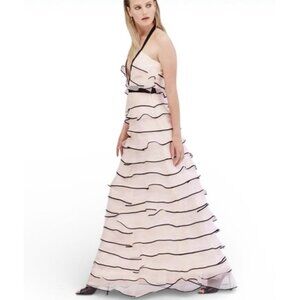 NWT Sachin & Babi Tiered Silk Organza Halter Lottie Gown Petal Size 12